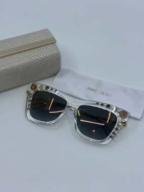 Jimmy Choo Bee/S Special Edition Clear Frame Sunglasses with Swarovski Crystals